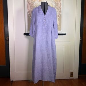 Francesca Bettini 100% Linen Midi Dress Lavender Size M Lagenlook Modest